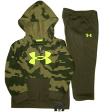 Under Armour Boys Jogger Set - Hoodie Full Zipper Camo Green 24 Month  NEW