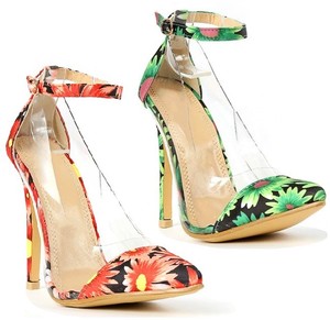 floral closed toe heels