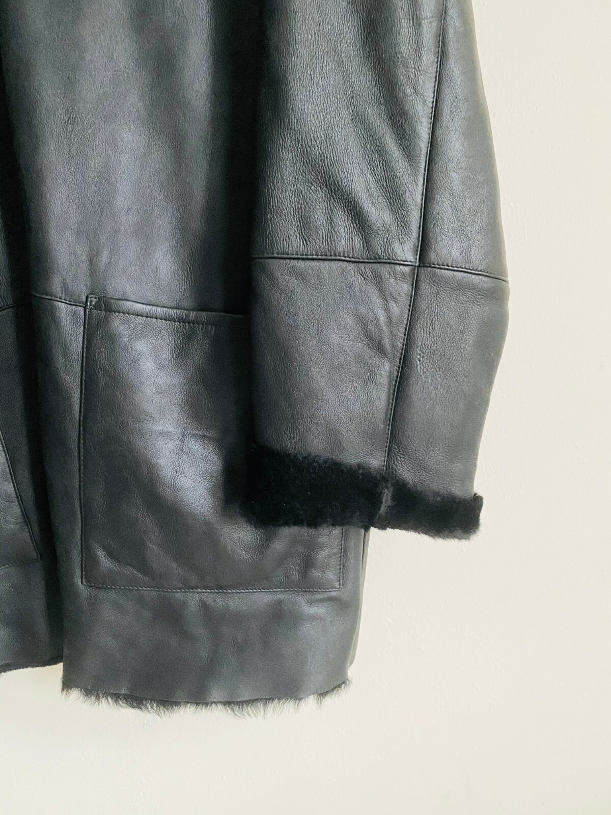 Men's Black Spanish Lamb Shearlings Leather Coat Size XL eBay