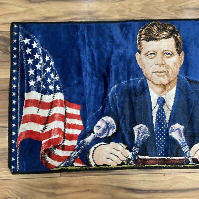 Rare Vintage 1960s President John F Kennedy JFK Tapestry Wall Rug
