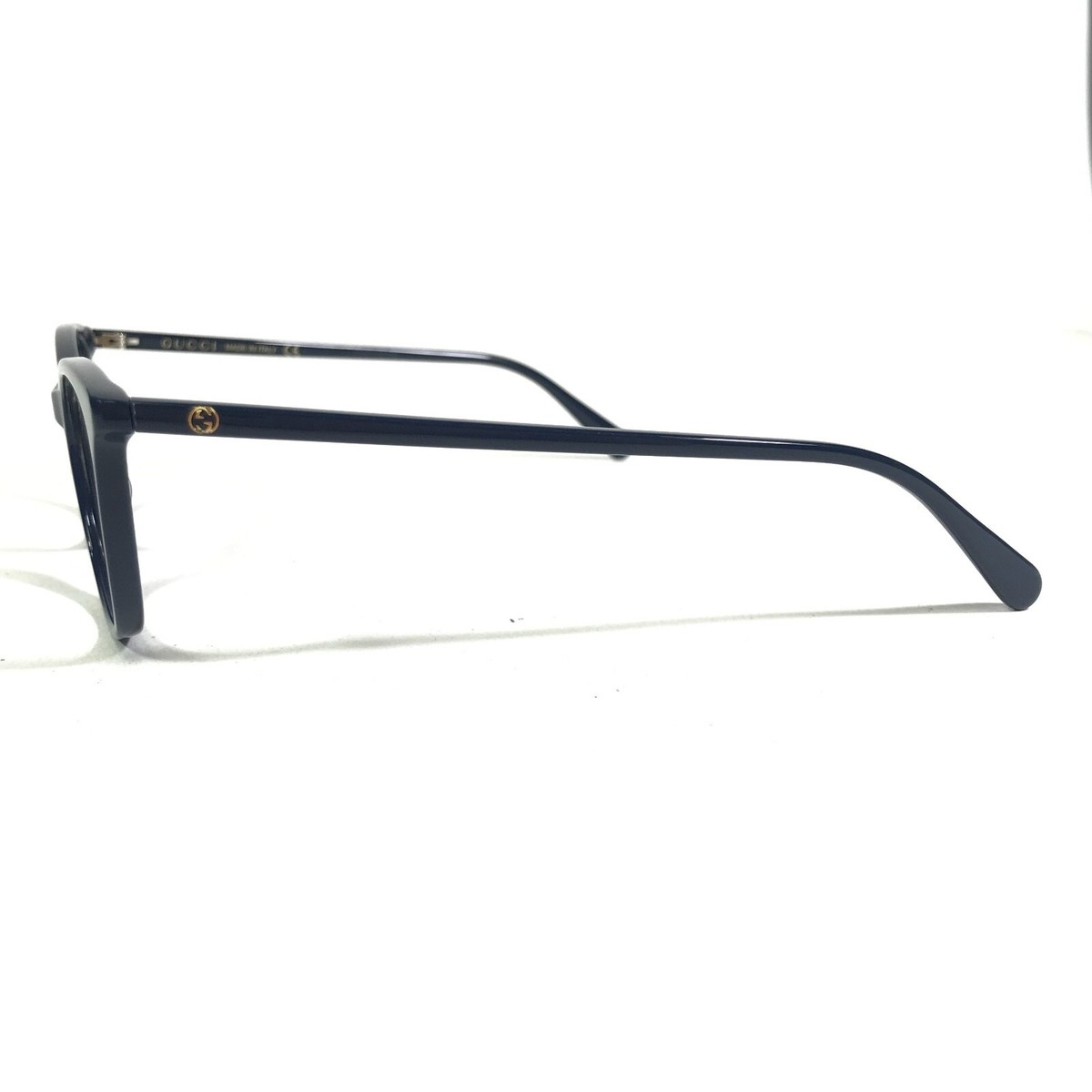 Gucci Eyeglasses Frames GG0549O 003 Navy Blue Gold Logos Cat