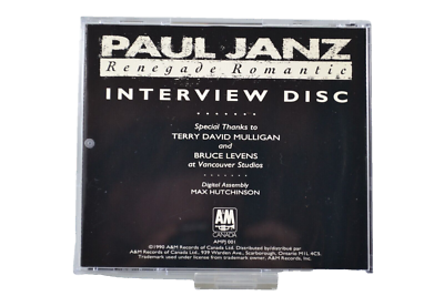 Paul Janz - Renegade Romantic - Rare Interview Disc - CD 1990 A&M