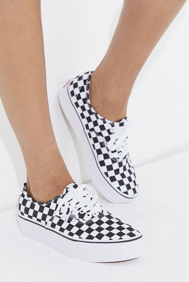 VANS Authentic Platform 2.0 Checkerboard True White Sneakers Women s SZ 6.5 NEW