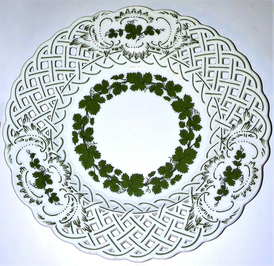 Antique Meissen Porcelain Plate Fine Vintage Basket Weave Ceramic Wedding Gift - Image 2 of 4