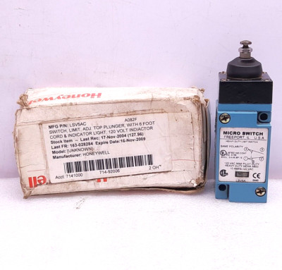 Honeywell Mikro Schalter LSV5AC Schwerlast Limit 120VAC Max Pilot Duty 10A