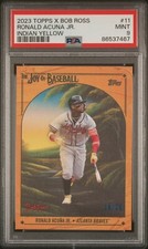 2023 Topps X Bob Ross Joy of Baseball Ronald Acuna Jr #11 YELLOW /25 PSA 9
