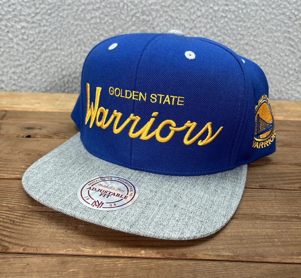 Golden State Warriors Sombrero Adulto Azul Gris Snapback Gorra Mezcla Lana NBA Baloncesto Foto 2 de 4