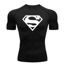 Superman T-shirts Superhero Gym Short Compression Sleeve Tee Tops
