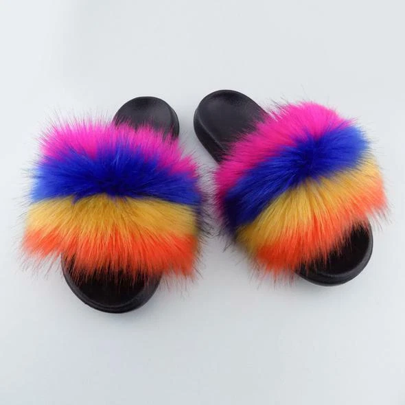 Cozy Faux Fur Slide Slippers–Women’s Fluffy Open Toe Slipper-Soft Plush Comfort - Image 2 of 4