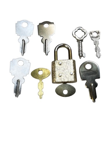 Lot of 8 Vintage Miniature Padlocks Luggage Diary Lock Keys And 1 Lock - Picture 2 of 10