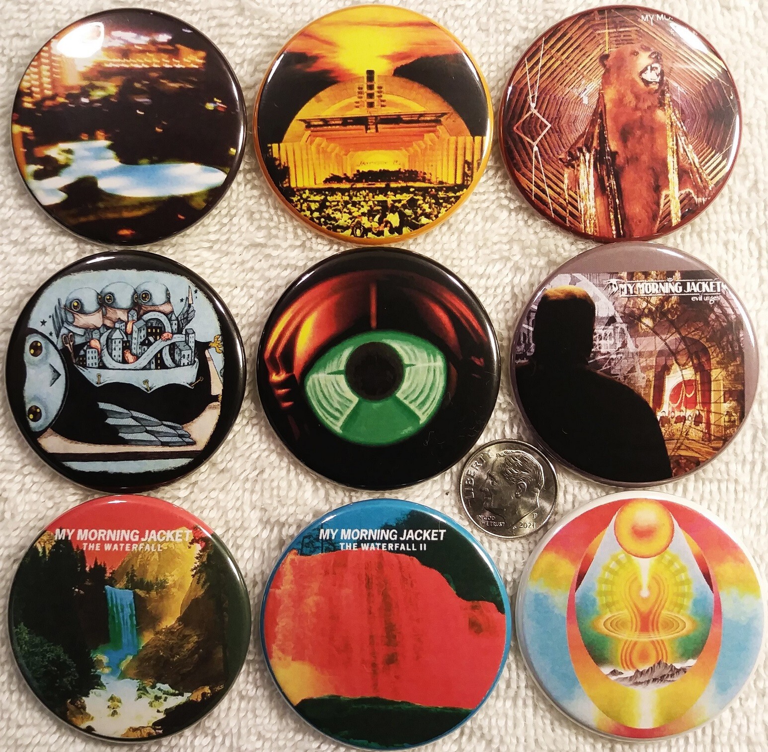 Album Art Button Pin Lot (9)
