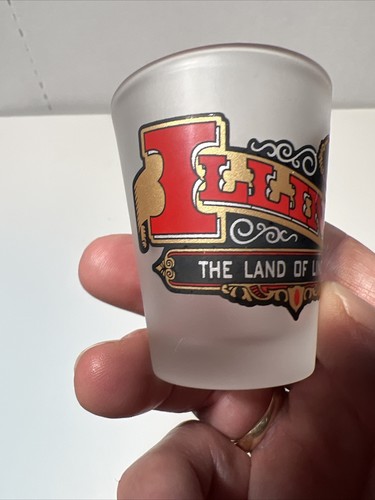 ILLINOIS LAND OF LINCOLN 3" Esmerilado Rojo Negro Oro Shot Glass - Imagen 6 de 7