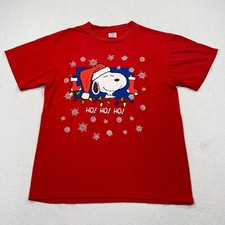 Snoopy Ho Ho Ho Christmas T Shirt Size Medium Red Short Sleeve