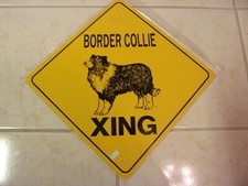 BORDER COLLIE XING Aluminum Novelty Amber Sign 17" X 17" DIAGONAL SIGN Cross