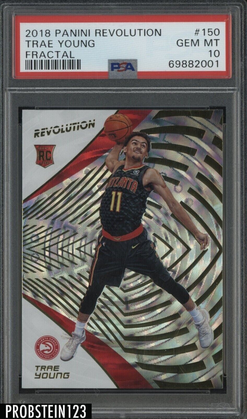 TRAE YOUNG 2018 PANINI REVOLUTION #150 FRACTAL PSA 10 POP 16 ROOKIE NBA CARD