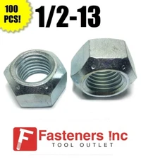 (Qty 100) 1/2-13 All Metal Top Crimping Cone Lock Nut Grade 8 / C Zinc Plated