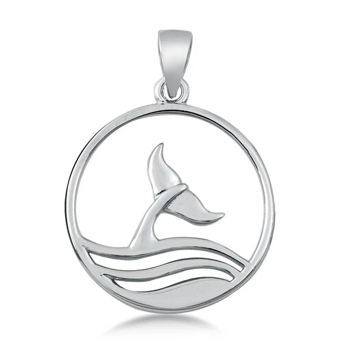 UNDERCOVER Sterling Silver WHALE TAIL Pendant Necklace 18" 925 whale tail charm ocean waves