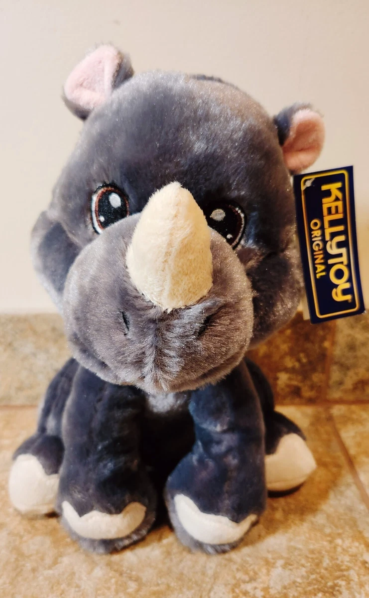 KELLYTOY Original Grey Jungle Rhino Plush Stuffed Animal 11in