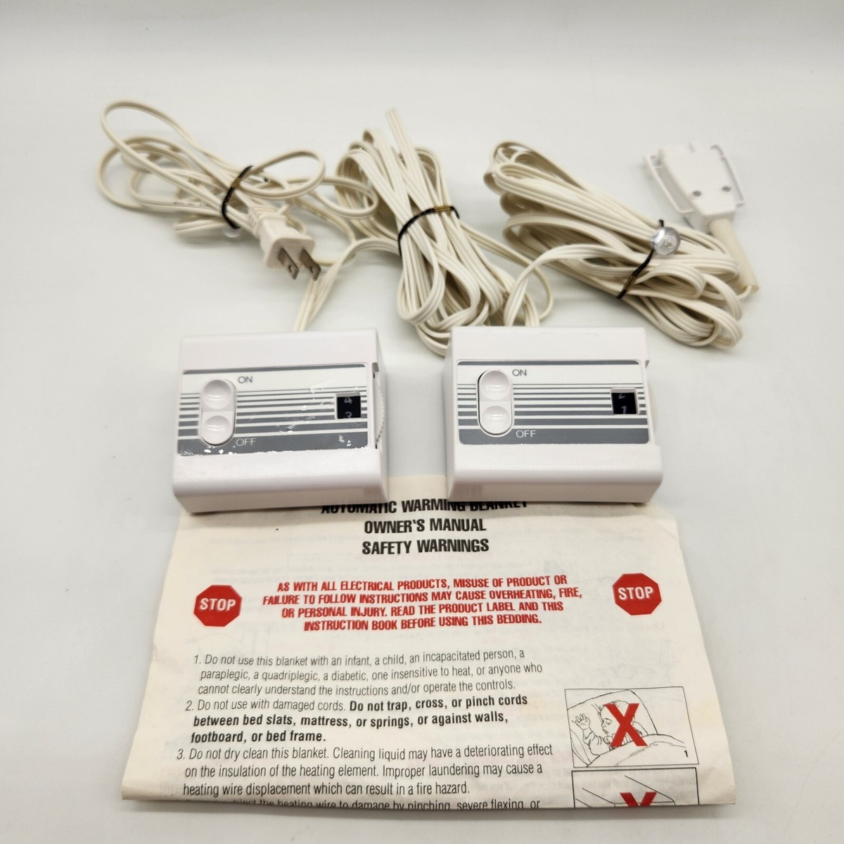 Sunbeam Electric Blanket Dual Controller Prong cord 613A Style 54KQ E23623