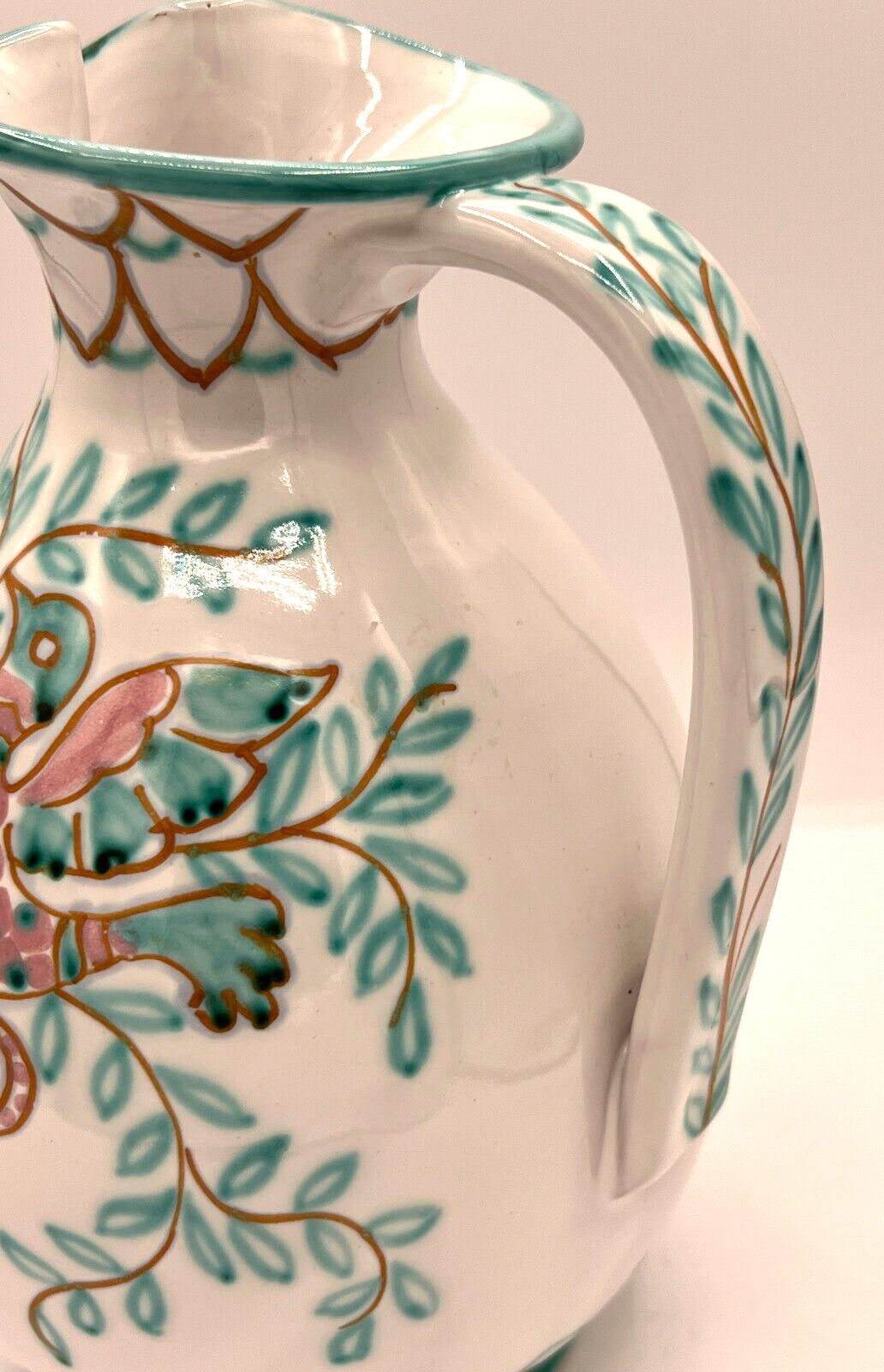 Hand Painted Italian Water Pitcher Wine Jug Made In Italy Signed 3659