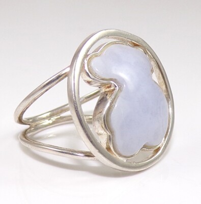 TOUS Bear Camille Sterling Silver Chalcedony Ring Size 6.5  display picture 1