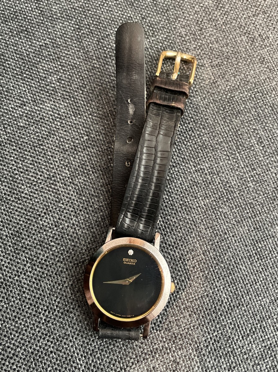 Ladies Seiko Watch Museum Style Black Dial w/Diamond 1N00