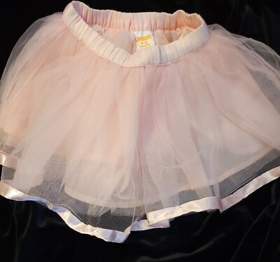 GYMBOREE Girls Pink Ballet Tutu Skirt sz 6-12 mo Tulle Satin Ribbon Trim, Lined 