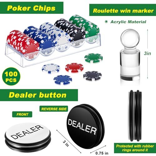 Roulette Wheel Game Set Include 11'' Solid Wood Roulette Wheel 35" x 16