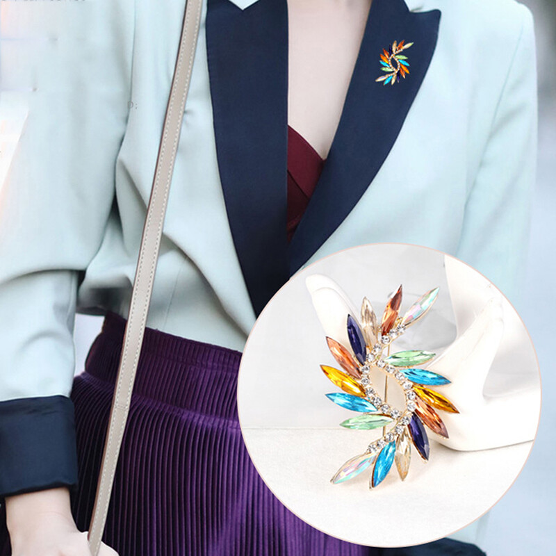 Colorful Style Crystal Brooch Pin Wedding Jewelry Corsage Dress Coat