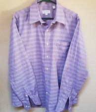 Tommy Bahama Men's Purple Cotton Plaid Button-Up Dress Shirt Size 17 36-37
