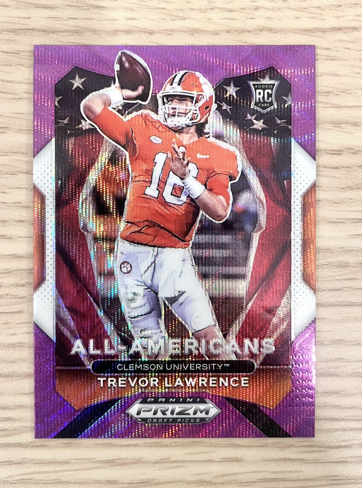 2021 Panini Prizm Draft Picks Trevor Lawrence All American Purple Wave Rookie RC