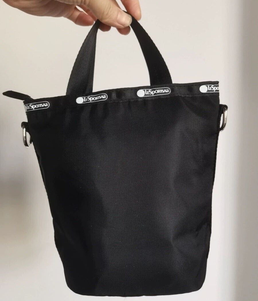 Anya Hindmarch x LeSportsac Eyes 2Way Bag Black Nylon Tote