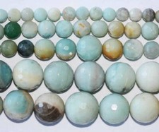 Cut Faceted Mixed Color Natural Amazonite Round Gemstone Beads 16'' Hand Jewelry