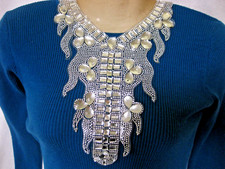 Hotfix Strass Bügelbild Halsausschnitt  Kragen-Verzierung Salvar Kameez   H5E