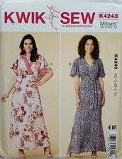 Kwik Sew K4243 Summer Maxi Dress with Capelet Sleeves Sz XS-XL UNCUT Pattern