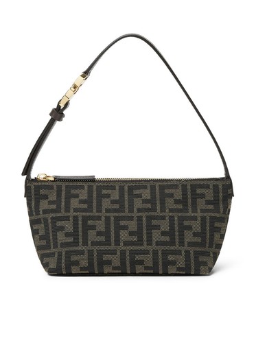 FENDI Dark Brown Jacquard Pouch Bag New & Authentic