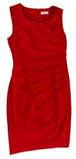 Calvin Klein Elegant Women's Size 6 Red Crepe Princess Seamed Sheath Dress