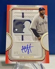 2022 Topps Definitive Logoman Patch Auto CC Sabathia 1/1