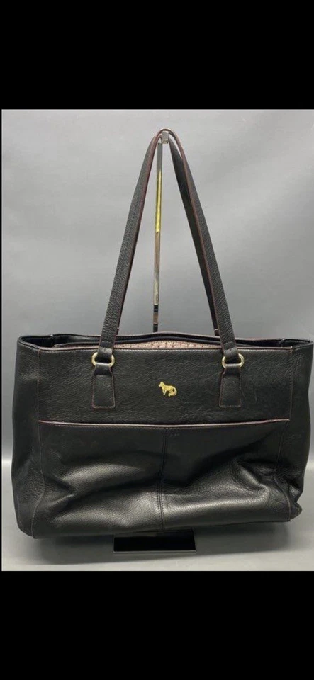 Bolso de hombro Emma Fox de cuero negro dividido con cremallera superior Foto 3 de 4