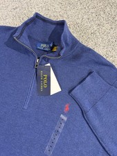 NWT Polo Ralph Lauren Mens Navy Blue Heather 1/4 Zip Pullover Sweater XL