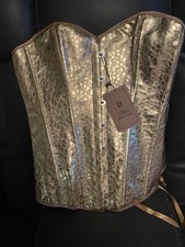 Metallic Gold Finish Overbust Corset Top Fashion or Costume Piece Size L NWT