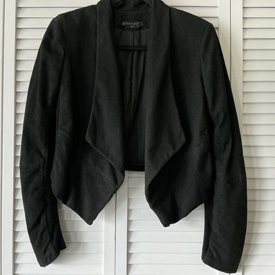 Alice + Olivia Harvey Drape Jacket Sz M Black Suede Versatile Designer Edgy Chic