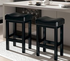 Bar Stools Set of 2, 24 Inch Counter Height BarStools for Kitchen Island, Fau...