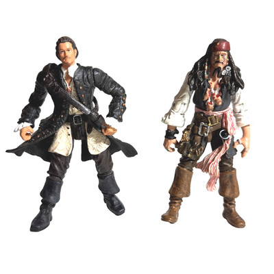 2  Zizzle Pirates Of The Caribbean 4'' Figures Jack Sparrow,  Will Turner