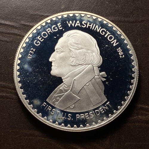 1982 Lesotho 10 Maloti George Washington Comemmorative Silver Cameo Proof #556