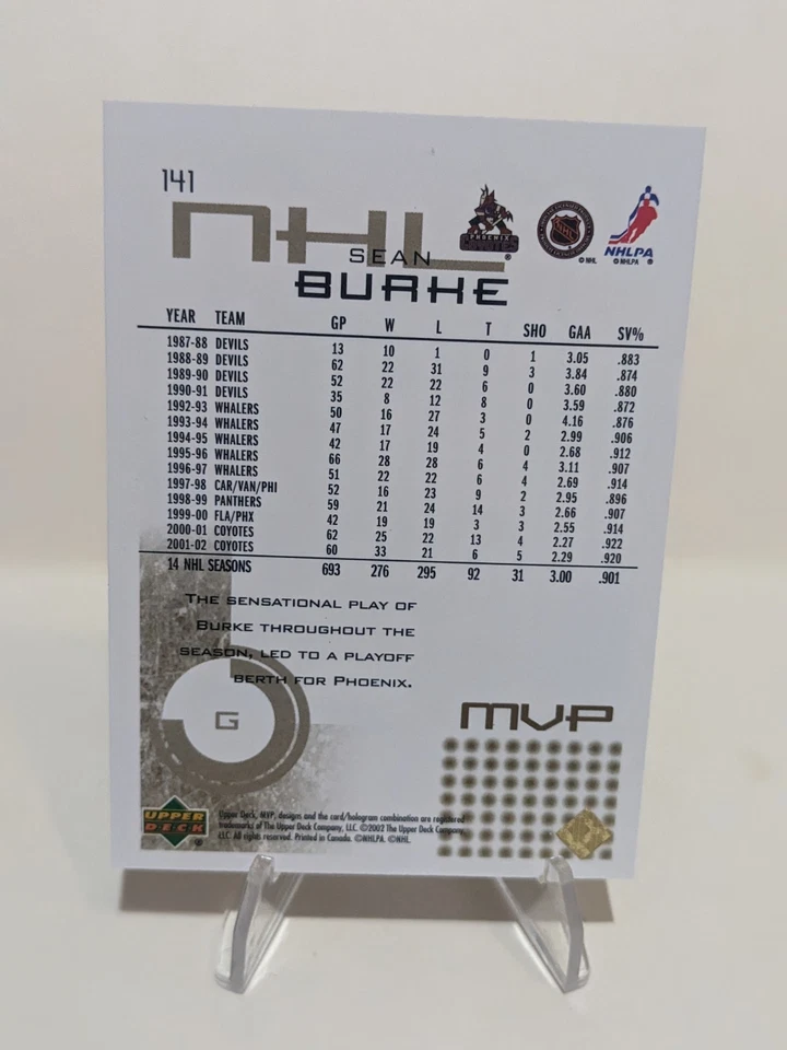 Sean Burke 2002-03 Upper Deck MVP 99/100  - Image 2 of 2