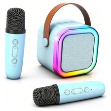 Mini Karaoke Machine for Kids Adults Portabletooth Speaker with 2 Wireless Blue