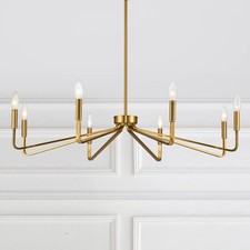 38" Gold Chandeliers for Dining Room, 8-Light Modern Farmhouse Chandelier Light
