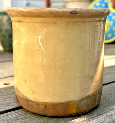 FRENCH ANTIQUE CONFIT POTTERY JAM CONSERVE CERAMIC  EARTHENWARE POT PITCHER