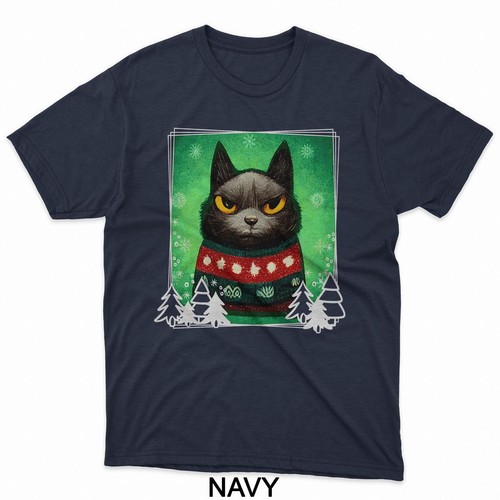 Festliche Katze trägt Weihnachten hässlicher Pullover Kätzchen Liebhaber T-Shirt - Bild 2 von 9